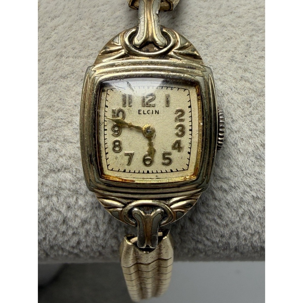 Elgin Working Vintage Manual Wind Ladies Cocktail Watch 16MM 5.75" Gold Tone